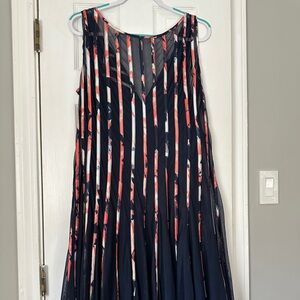 SL Fashions Navy and Red Striped Dress